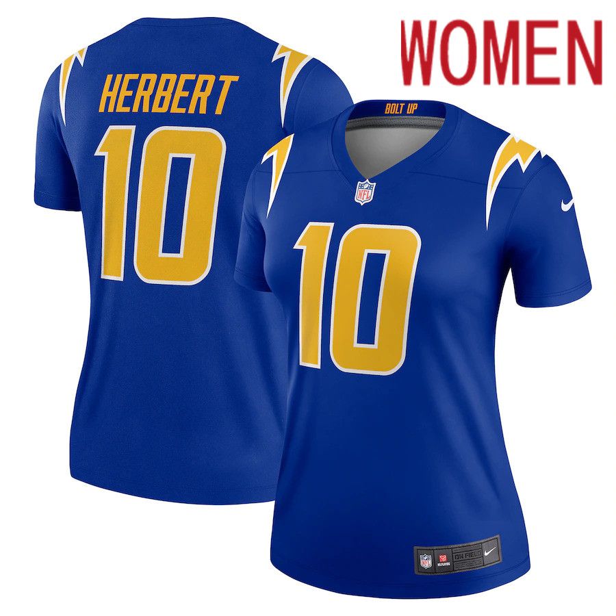 Women Los Angeles Chargers #10 Justin Herbert Nike Royal Legend NFL Jersey->women nfl jersey->Women Jersey